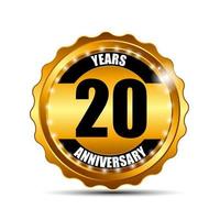 Anniversary Gold Label Sign Template Vector Illustration