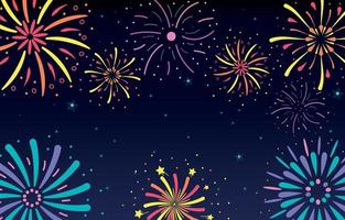 Firework Party in The Sky Background vector