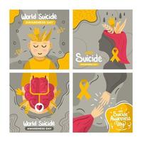 conjunto de tarjetas de concienciación sobre el suicidio mundial vector
