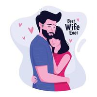 Husband Hugging Lovely Wife vector