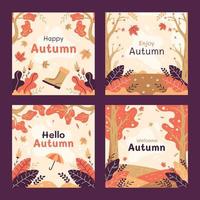 hola temporada de otoño conjunto de tarjetas vector
