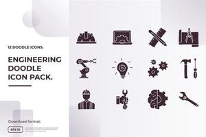 engineering and architecture related doodle icon concept for industrial, maintenance, manufacturing, business service vector illustration