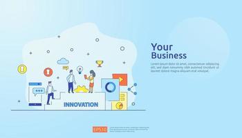 brainstorming innovation idea process and creative thinking concept with light bulb lamp for start up business project. illustration for web landing page, banner, presentation, social media, print vector