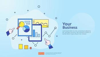 digital graph data for SEO analytics and strategic. statistics information, financial audit report document, marketing research for business management concept. vector illustration for infographic