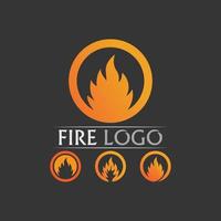 Diseño de logotipo de fuego y llama y vector hot stuff objeto de ilustración de diseño de conjunto de iconos en llamas naranja