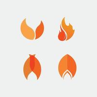 Diseño de logotipo de fuego y llama y vector hot stuff objeto de ilustración de diseño de conjunto de iconos en llamas naranja