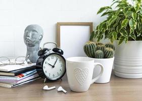 Office desk with stack of notepads photo