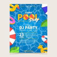 cartel de fiesta en la piscina con ambiente de verano vector