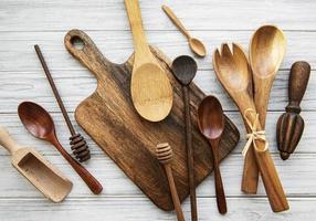 Wooden cutlery kitchen ware photo