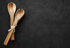 Two wooden salat spoons photo