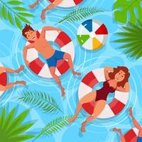 Relaxing and Refreshing at the Swimming Pool in the Summer vector