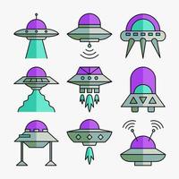 paquete de iconos de ovni espacial vector