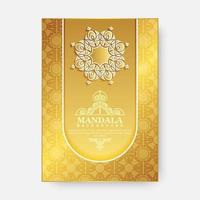 Gold mandala greeting card with elegant texture pattern vector