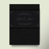 invitación de boda negro oscuro con patrón vector