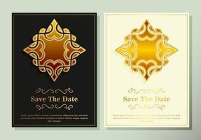 Luxury save the date with ornament logo vector