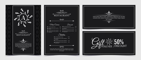 Menu restaurant luxury gift voucher design template vector