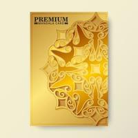Tarjeta de felicitación de mandala de oro con patrón de textura elegante vector