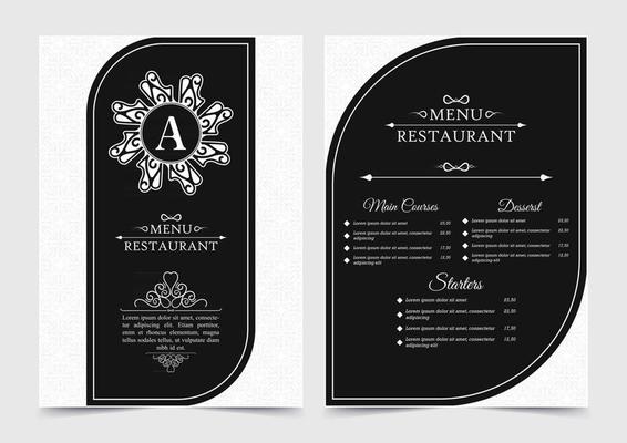 restaurant menu with elegant ornamental style