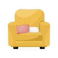 yellow armchair with pair of cushions vector