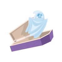 funny ghost in the coffin vector