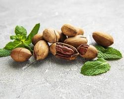 Pecan nuts on a table photo