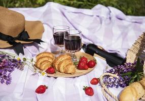 Romantic picnic scene on summer day photo