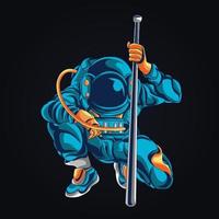 Ilustración de vector de logotipo de mascota de béisbol astronauta