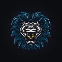 Ilustración de vector de logotipo de mascota enojado de león