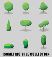 Collection of isometric tree and shrub flat design style. vector