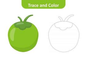 Trace and color for kids, coconut vector