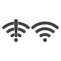Conjunto de ilustración de vector de diseño plano de signo de icono de wifi inalámbrico. Símbolos de señal de internet wifi y no wifi en color negro aislado sobre fondo blanco.