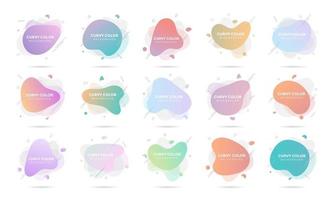 15 Modern liquid abstract element graphic gradient flat style design fluid pastel colors vector