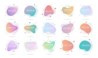 15 Modern liquid abstract element graphic gradient flat style design fluid pastel colors vector