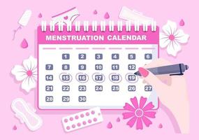 calendario del período de menstruación mujeres para verificar la fecha ilustración del ciclo vector