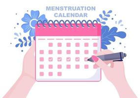 calendario del período de menstruación mujeres para verificar la fecha ilustración del ciclo vector