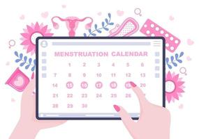 calendario del período de menstruación mujeres para verificar la fecha ilustración del ciclo vector