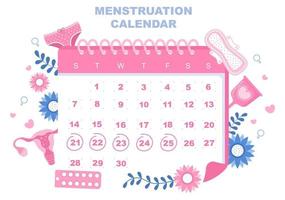 Menstruation Period Calendar Women To Check Date Cycle Illustration vector