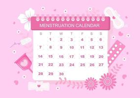 Menstruation Period Calendar Women To Check Date Cycle Illustration vector