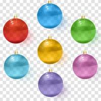 Transparent glass Christmas balls Realistic Christmas glass balls vector