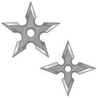 Diseño vectorial de dos shuriken, armas ninja, elementos de la cultura japonesa y el folclore. vector