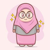 Muslim young girl cartoon character illustration