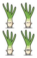 diseño de kawaii vegetal de dibujos animados lindo premium vector