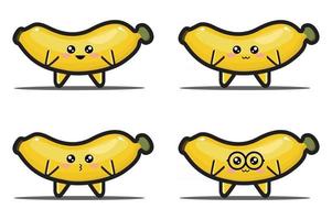 Cute cartoon banana fruit kawaii design premium vector