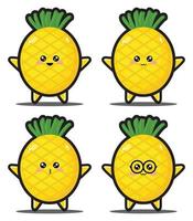 Cute cartoon pineapple vegetable kawaii design premium vector