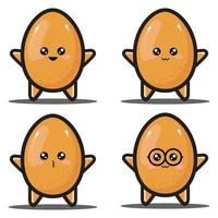 dibujos animados lindo huevo vegetal kawaii diseño premium vector
