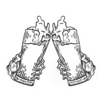 skeleton hand toast glass beer illustration vector