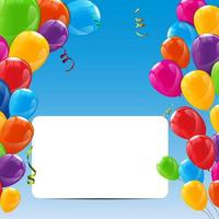 Fondo de banner de globos de feliz cumpleaños brillante de color vector