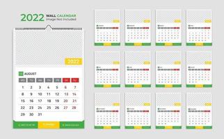 Plantilla de calendario de pared 2022, calendario de programación planificador de negocios anual, calendario, calendario de eventos, calendario de escritorio vector