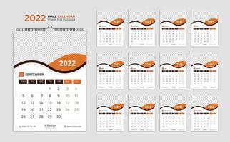 Plantilla de calendario de pared 2022, calendario de programación planificador de negocios anual, calendario, calendario de eventos, calendario de escritorio vector