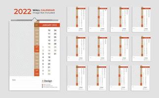 Plantilla de calendario de pared 2022, calendario de programación planificador de negocios anual, calendario, calendario de eventos, calendario de escritorio vector